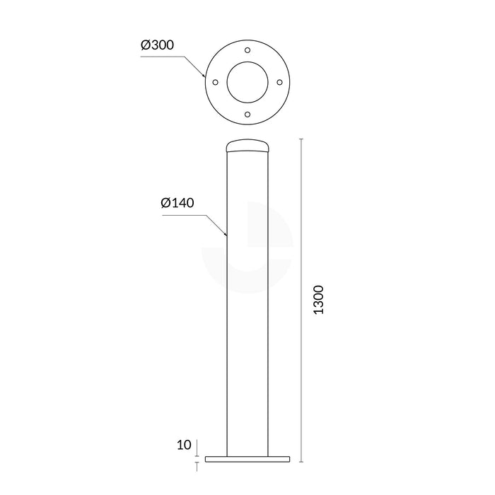 Bollard Disabled Parking 140mm Surface Mounted Yellow
