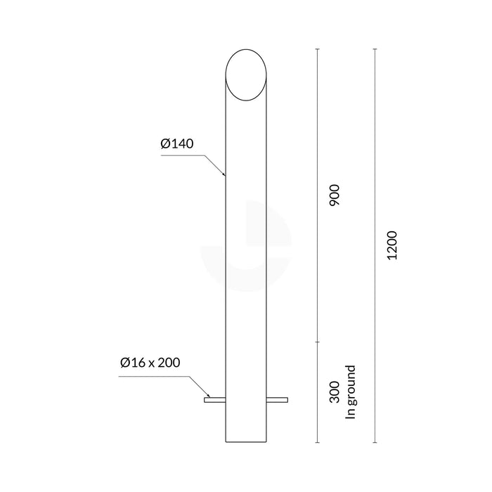 Bollard 140mm In Ground Bevelled Top - Stainless Steel 304