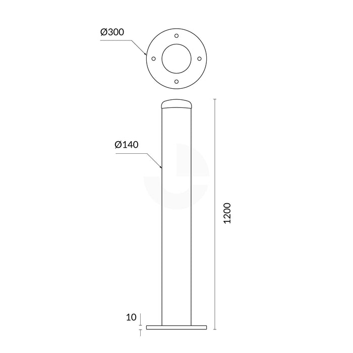 Surface Mounted Bollard 140mm Hot Dipped Galvanised