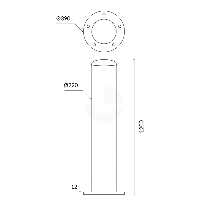 Surface Mounted Bollard 220mm Hot Dipped Galvanised