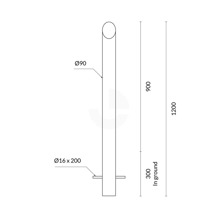 Bollard 90mm In Ground Bevelled Top - Stainless Steel