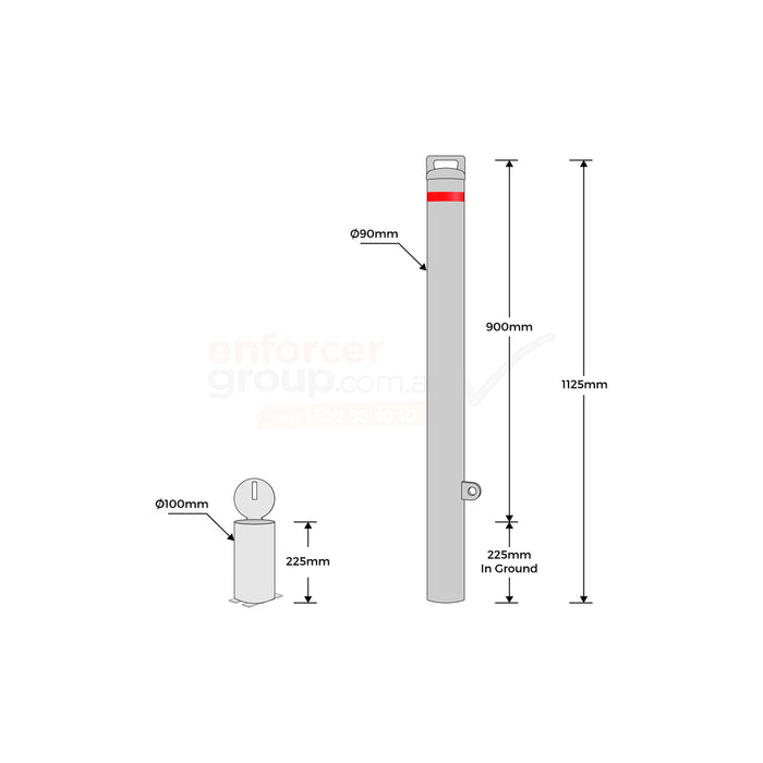 90mm Lockable Bollard with Handle