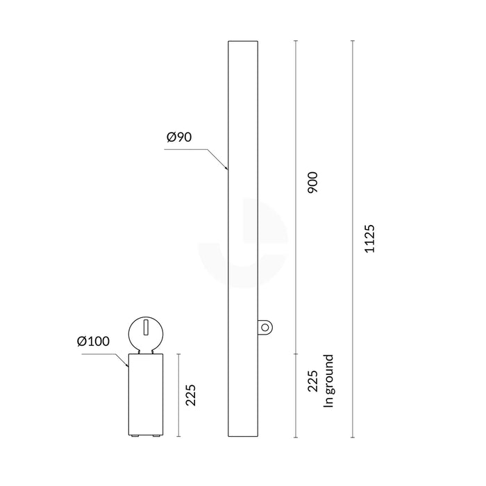 Sleeve 90mm In-Ground Removable Padlock Stainless Steel 316