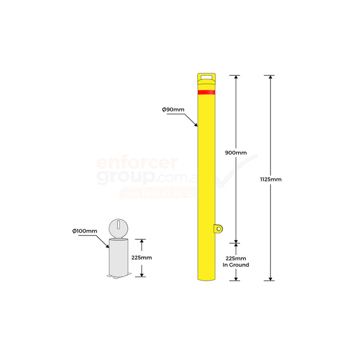 90mm Lockable with Handle Bollard