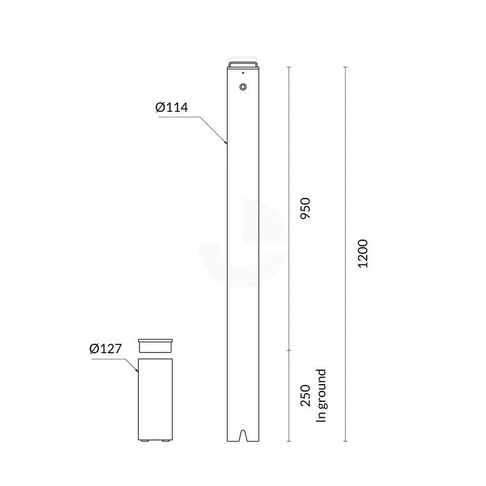 Bollard Heavy Duty - Removable KeyLock 114mm In Ground - Keyed Unique - Black