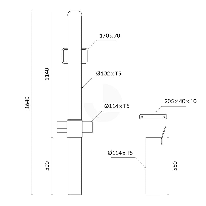 Bollard Heavy-Duty Removable In-Ground Double Lock Shared Zone Yellow