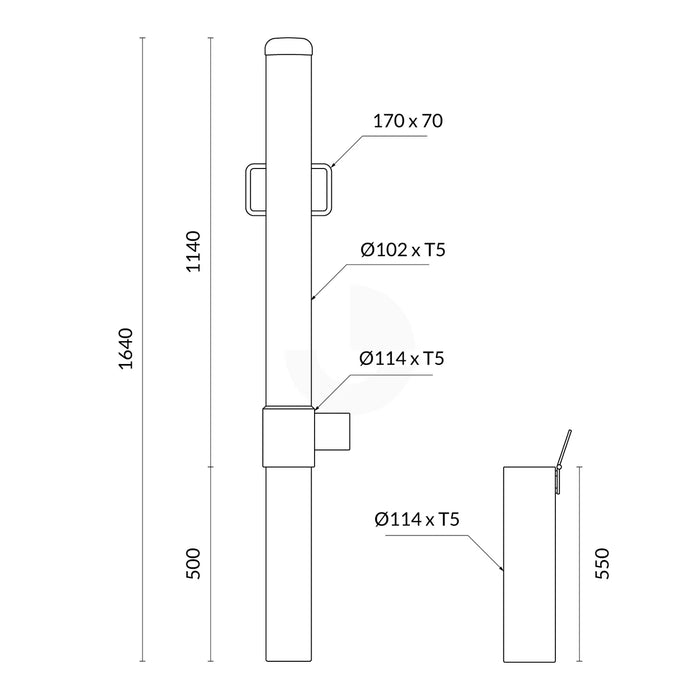 Bollard Heavy-Duty 114mm Removable In-Ground Single Lock Shared Zone Yellow