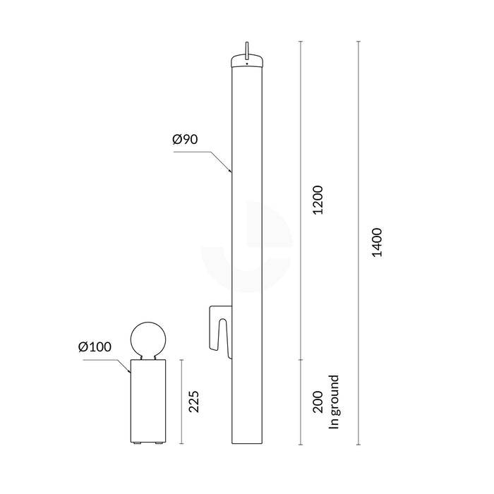 Bollard Heavy Duty - Removable KeyLock 90mm In Ground - Roller Door - Yellow