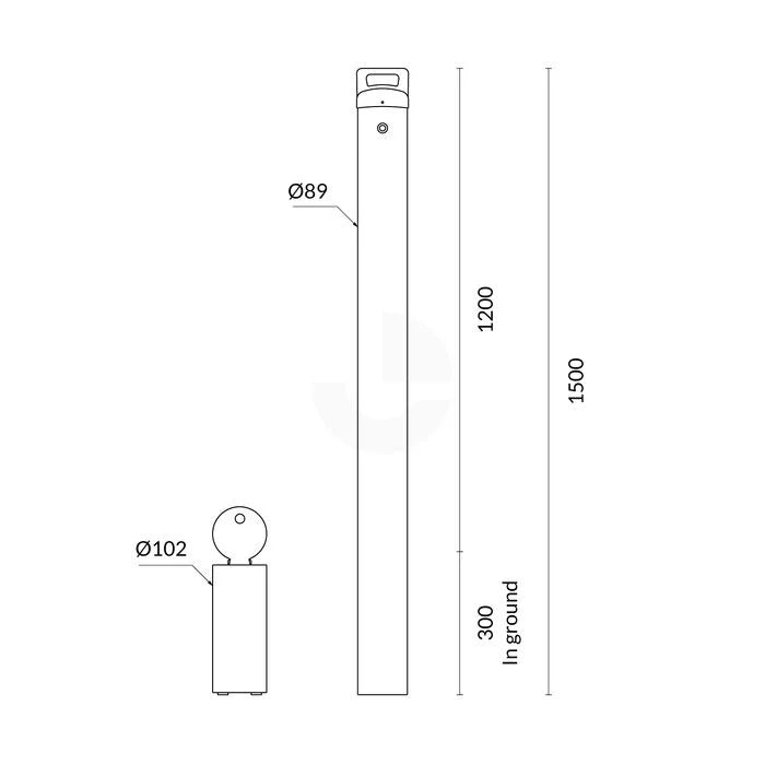 Bollard Heavy Duty Removable KeyLock 90mm In Ground Yellow 1200mm