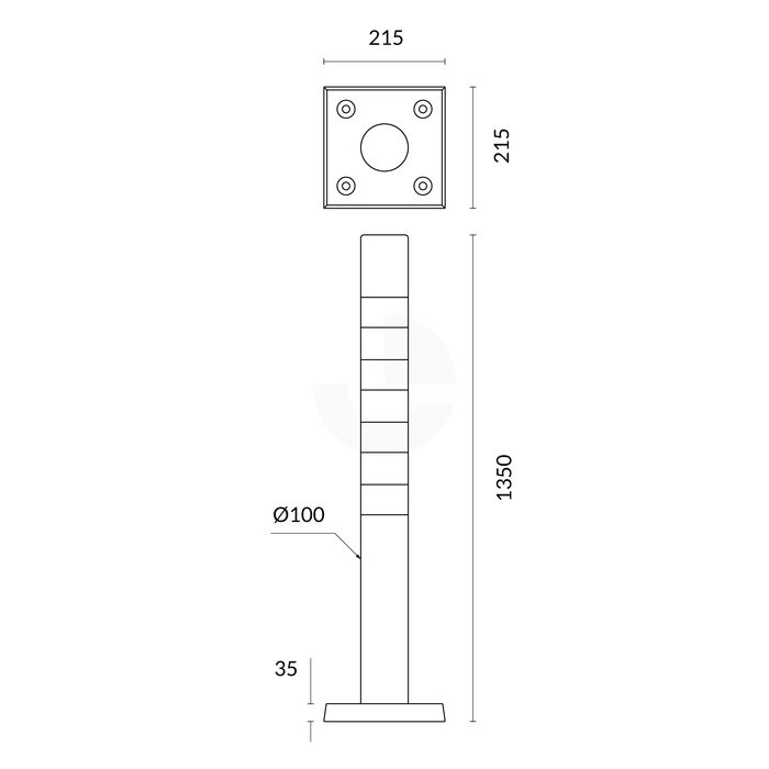 Bollard Impact Surface Mounted - Shared Zone 1350mm High