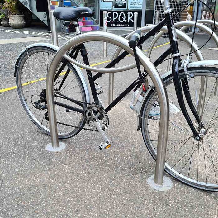 In Ground Mounting Bike Rack Bike Rack Stainless Steel In Ground Hoop 316 Grade - City of Melbourne ...