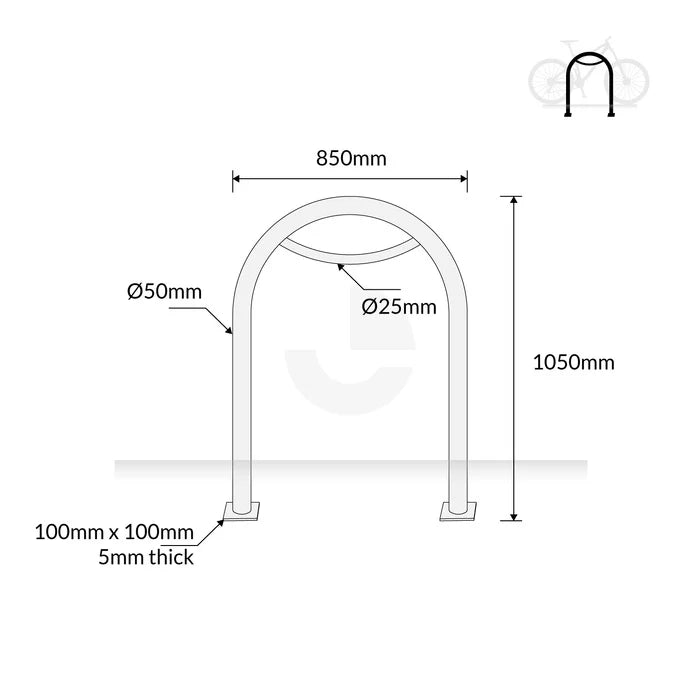 Bike Rack Stainless Steel In Ground Hoop 316 Grade - City of Melbourne Design