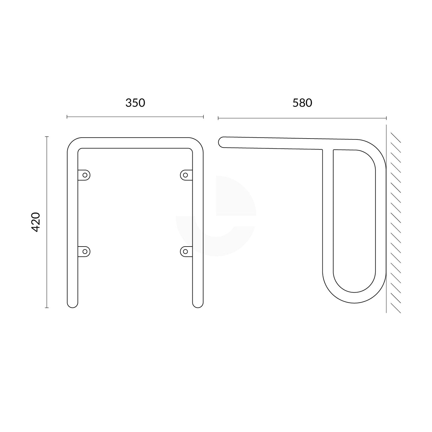Bike Rack Over-Bonnet Wall Mounted - Galvanised — Car Park Safety Solutions