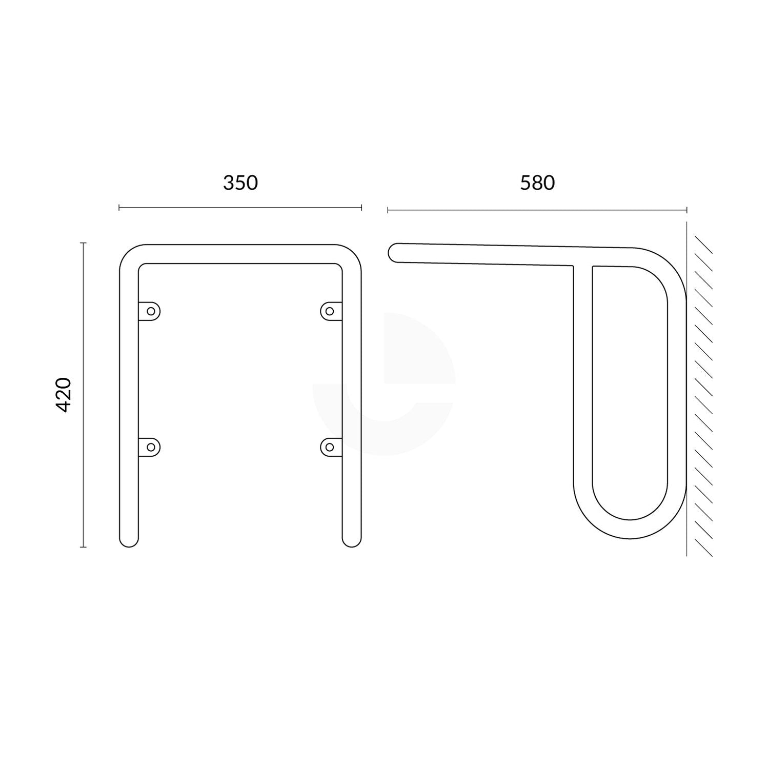 Bike Rack Over-Bonnet Wall Mounted - Galvanised — Car Park Safety Solutions