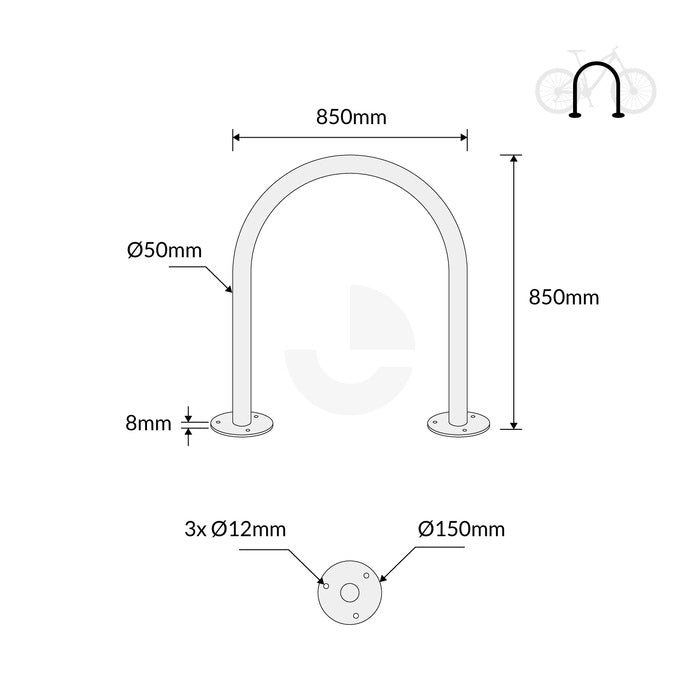 Bike Rack Stainless Steel Surface Mounted Hoop 304 Grade