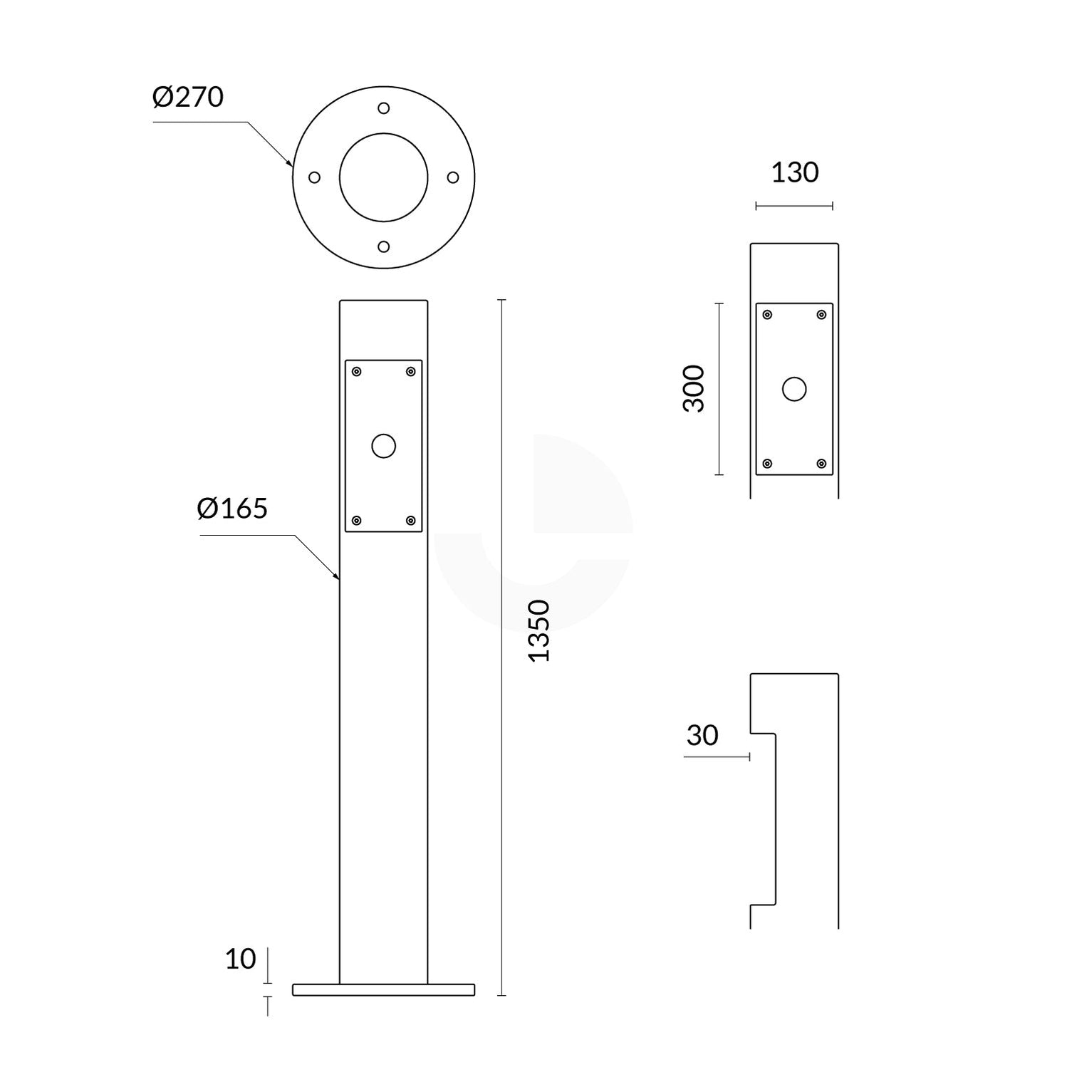 Intercom Bollard Post - 165mm Hot Dipped Galvanised — Car Park Safety ...